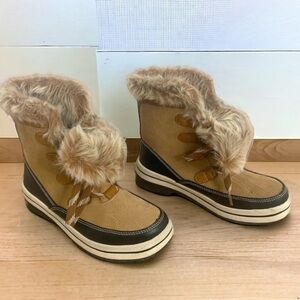 Universal Thread Faux Fur Lace Up Winter Boots, Womens Size 6